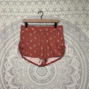 Nwt $28 Gilly Hicks Hollister Peach Orange Floral Side Ruched Shorts Sleep L
